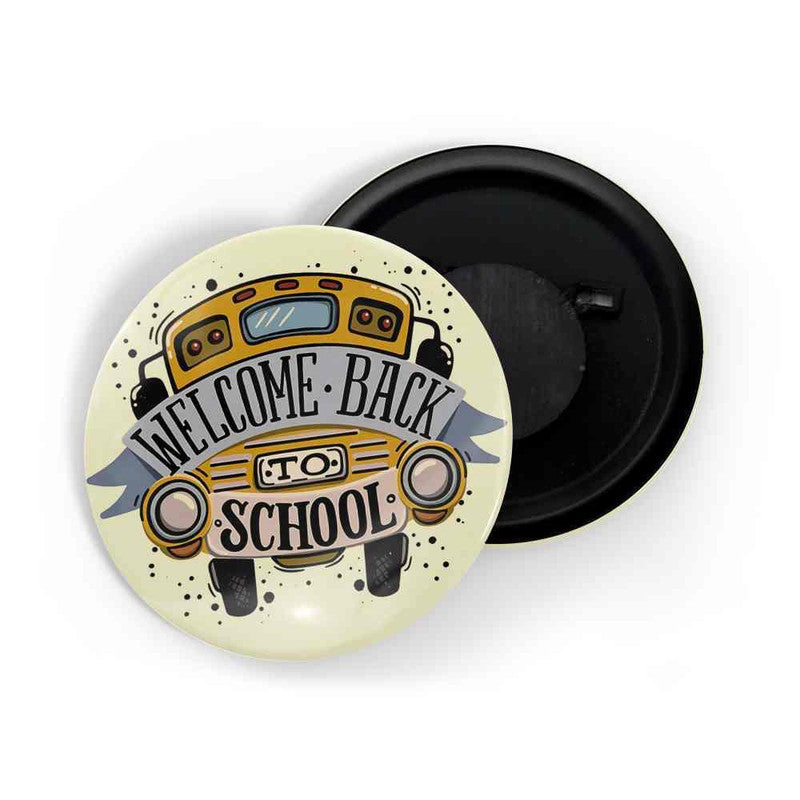 dhcrafts Yellow color Round Fridge Magnet Welcome Back To School Glossy Finish Design Pack of 1 (75 mm)